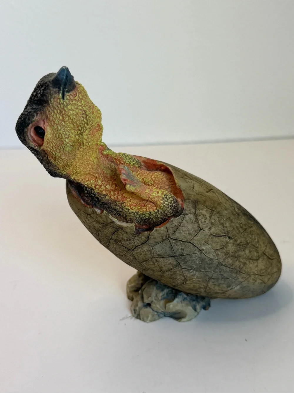 Baby Dinosaur Hatching Egg Figurine Signed 5 in.